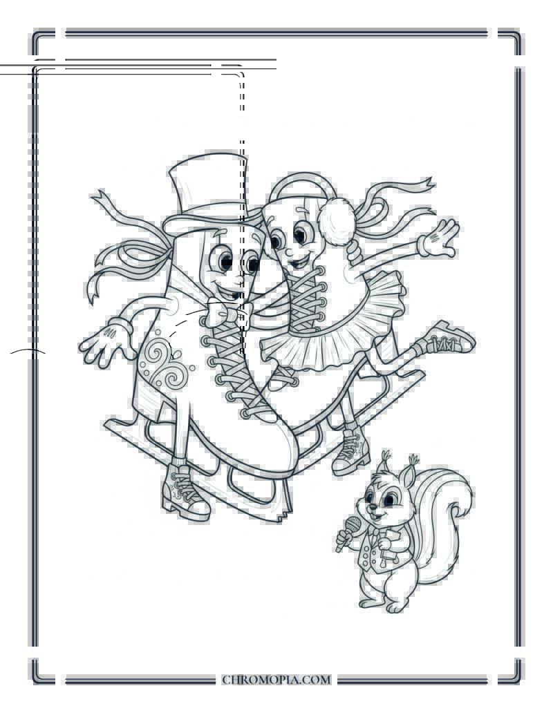 Ice Skate Coloring Sheet With Dancing Shoes