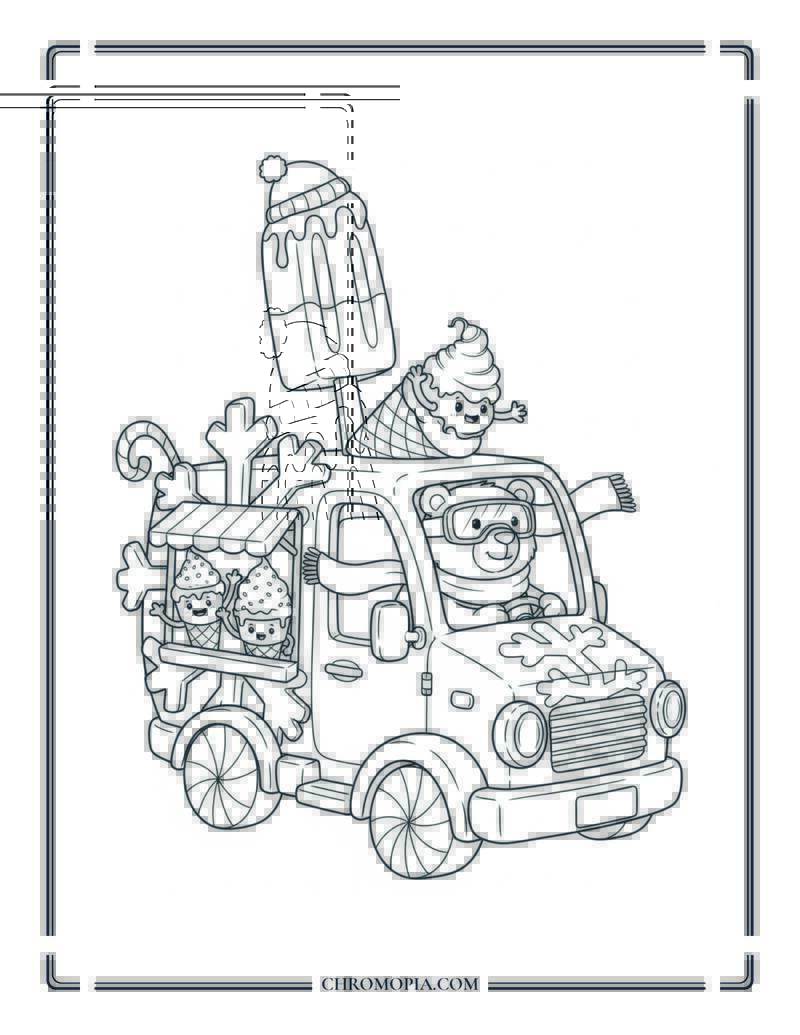 Polar Bear Coloring Page In Ice Cream Truck
