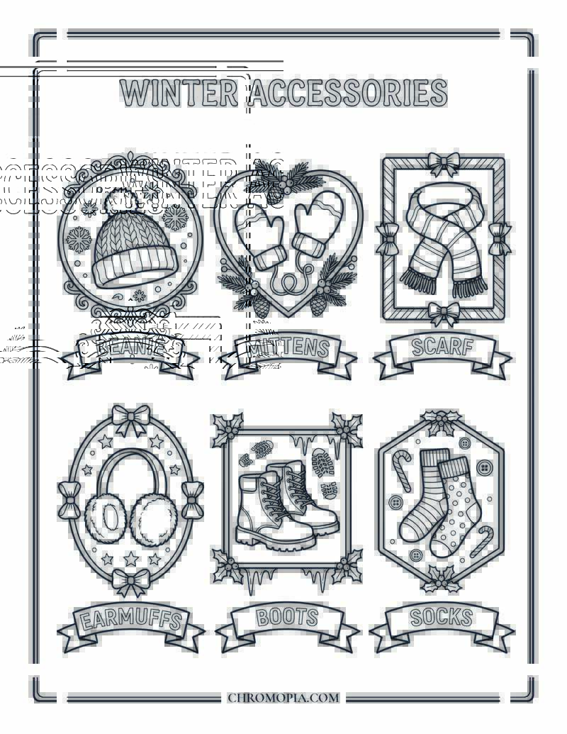 Winter Accessories Coloring Page