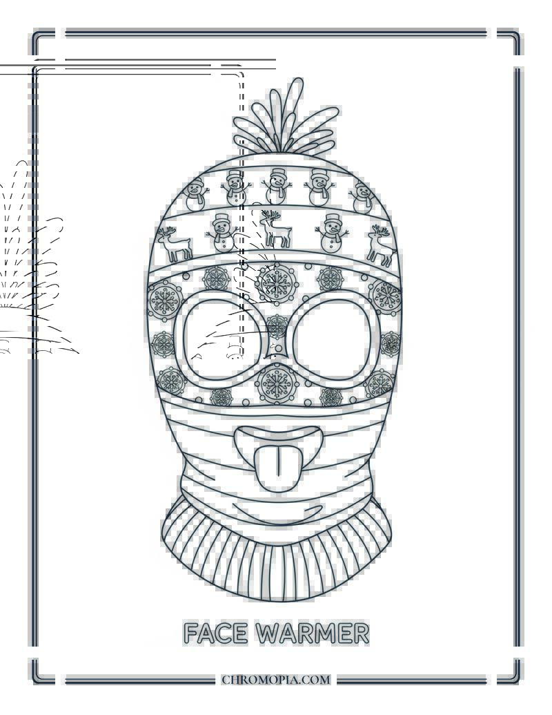 Winter Balaclava Face Warmer Coloring Page