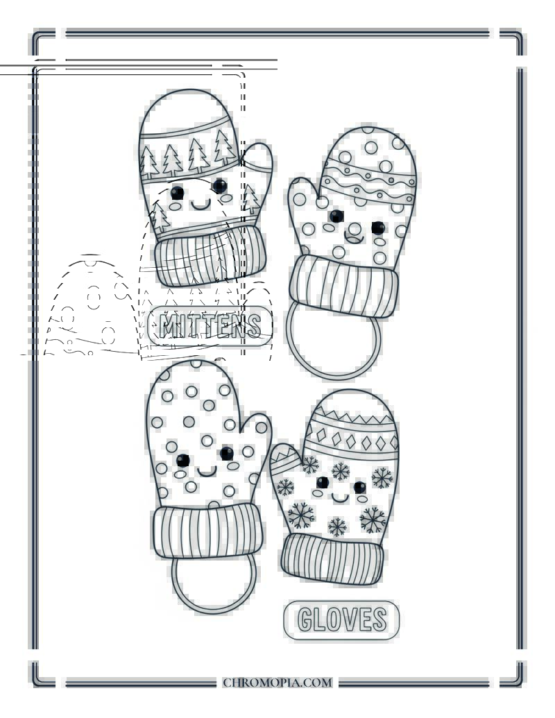 Winter Gloves And Mittens Coloring Page