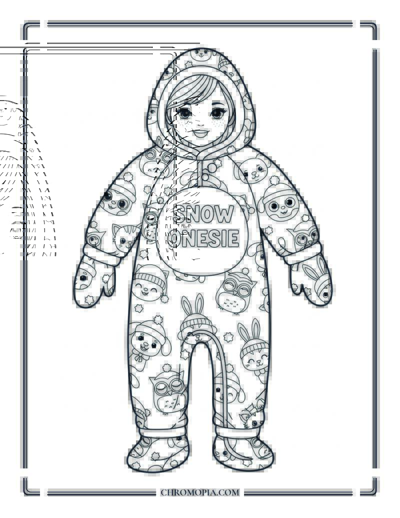 Winter Onesie Pajama Set Coloring Page