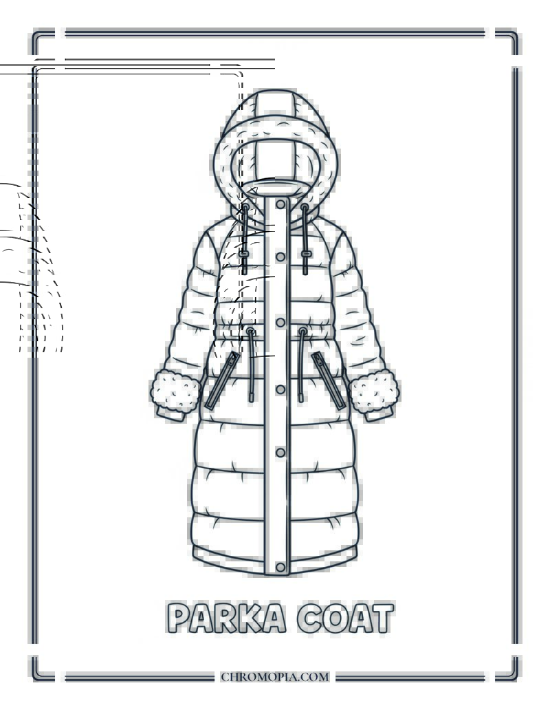 Winter Parka Coat Coloring Page