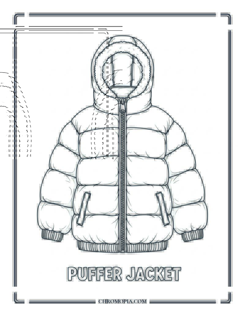 Winter Puffer Jacket Coloring Page