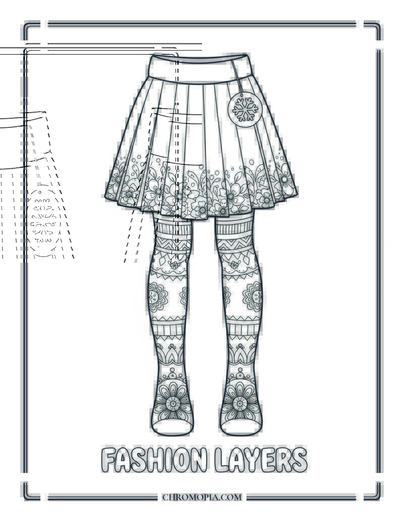Winter Skirt And Tights Coloring Sheet