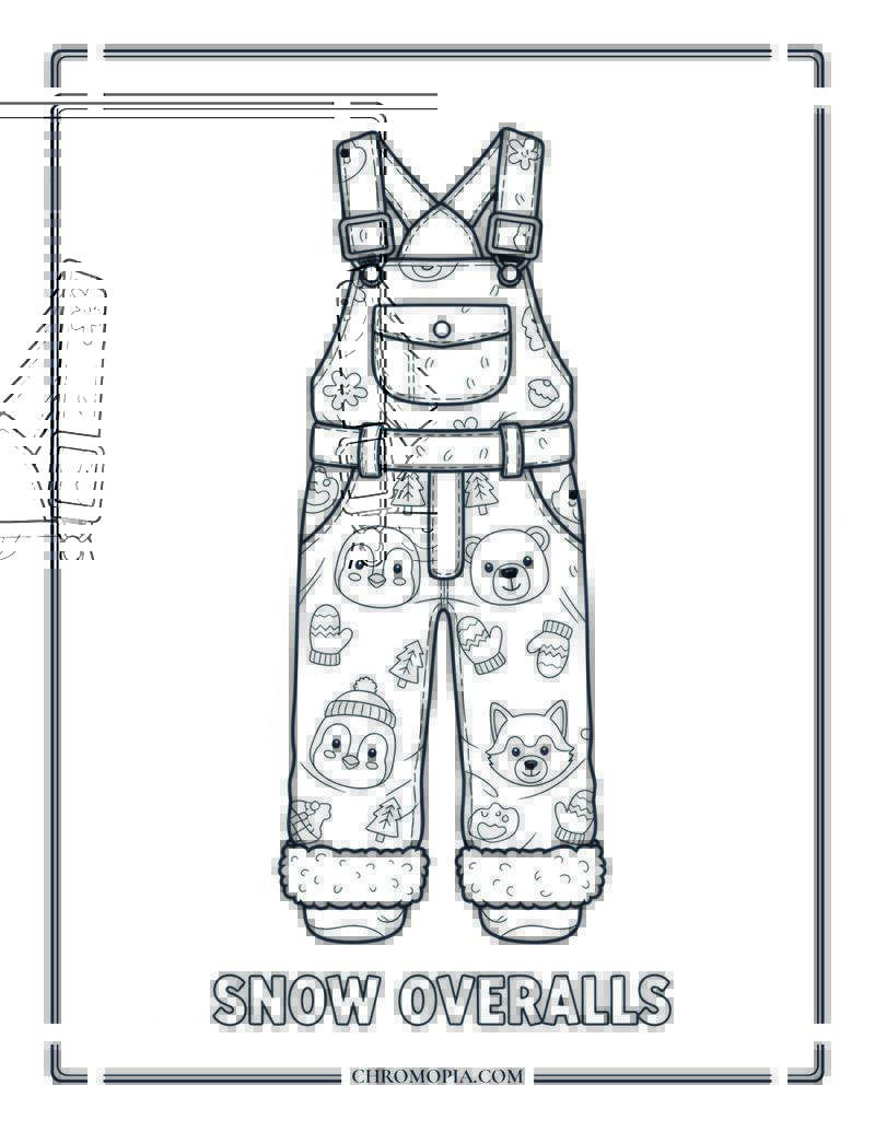 Winter Snow Overalls Coloring Page