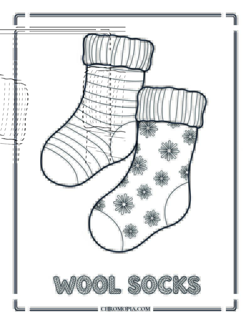 Winter Wool Socks Coloring Page