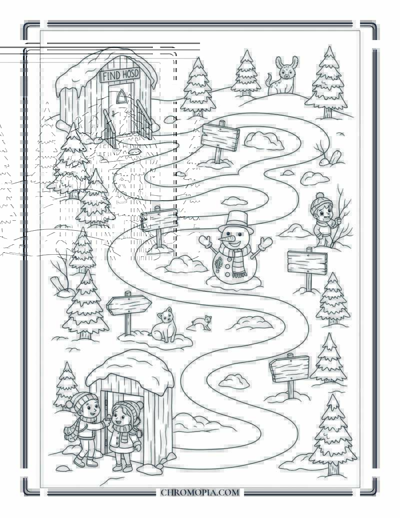 Bodhi Day Winter Coloring Page With Animals