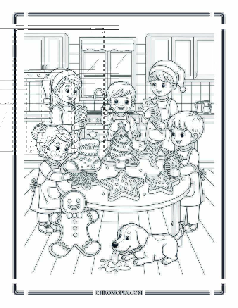 Christmas Cookie Decorating Coloring Sheet