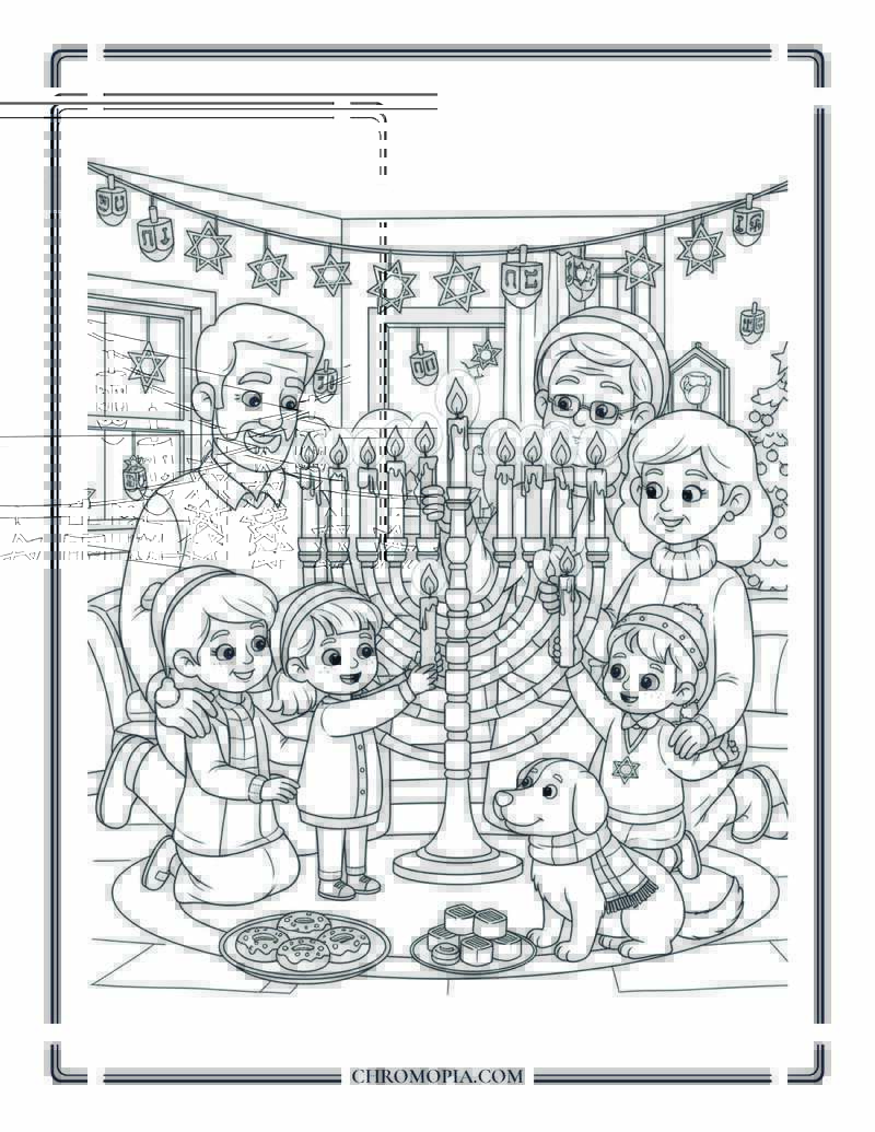 Hanukkah Menorah Winter Coloring Page For Kids