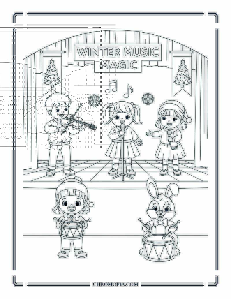 Winter Holiday Music Concert Coloring Sheet