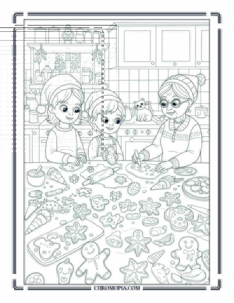 Winter Baking Activity Coloring Page At Home