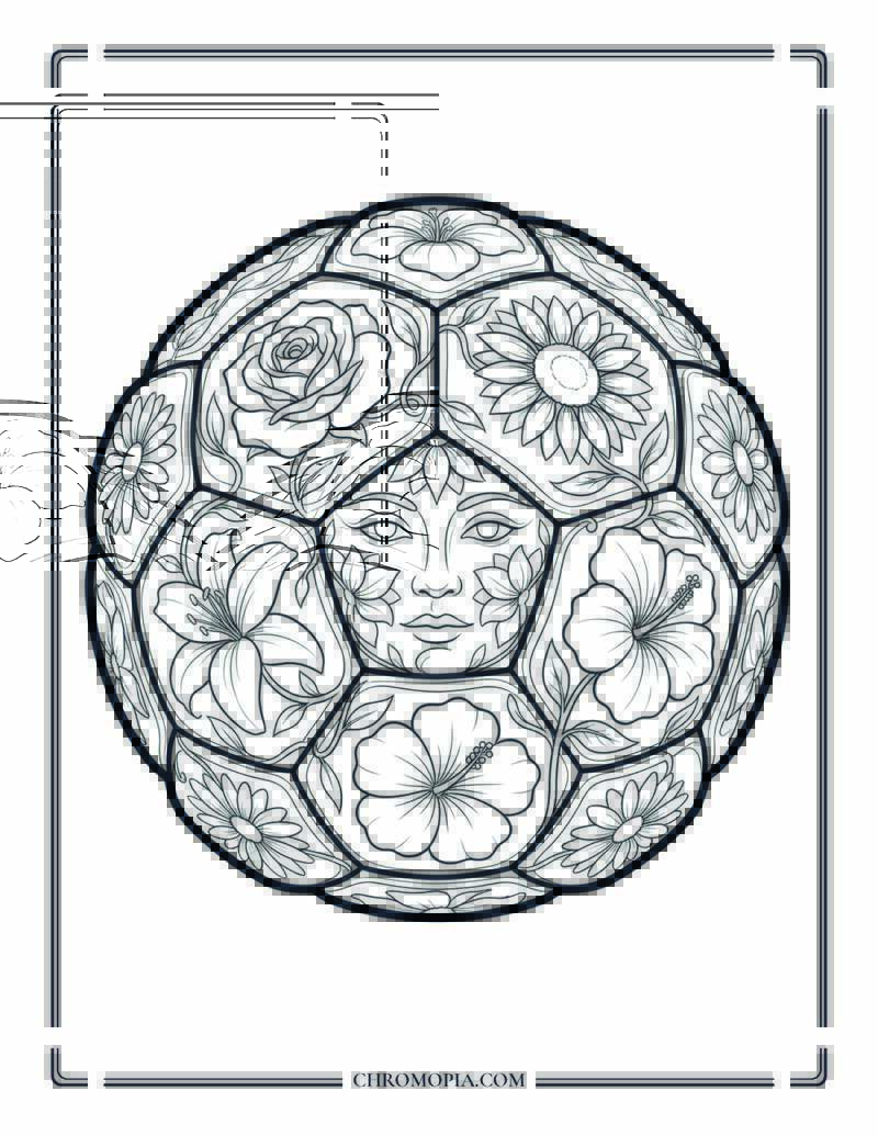 Floral Soccer Ball Coloring Page