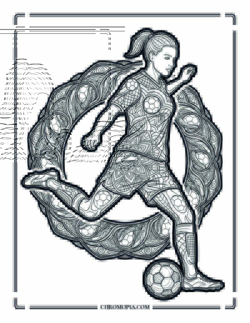 Mandala Soccer Player Coloring Page