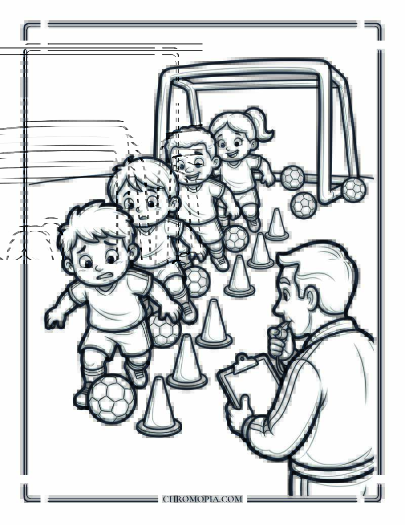 First Soccer Practice Coloring Page