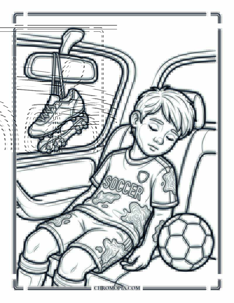 Soccer Car Ride To Practice Coloring Page