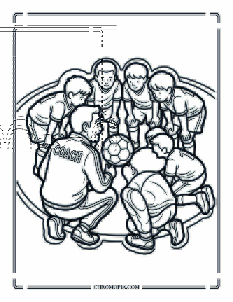 Soccer Coach Pep Talk Coloring Page