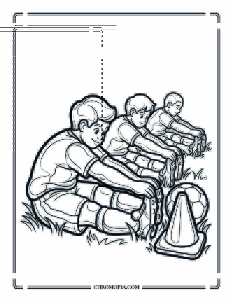 Soccer Team Warm Up Stretch Coloring Page