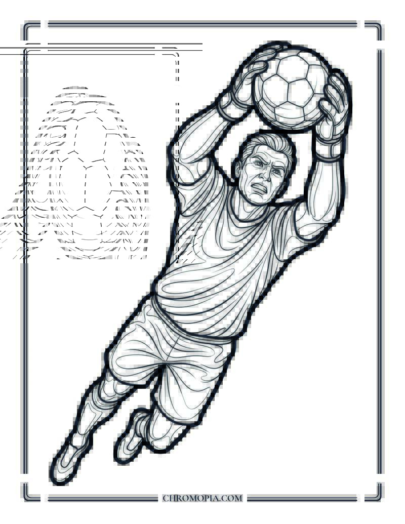 Soccer Goalkeeper Punching The Ball Clear Coloring Page