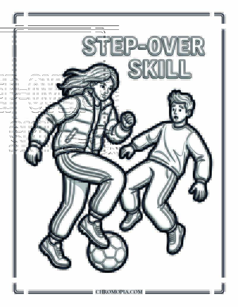 Soccer Step Over Coloring Page