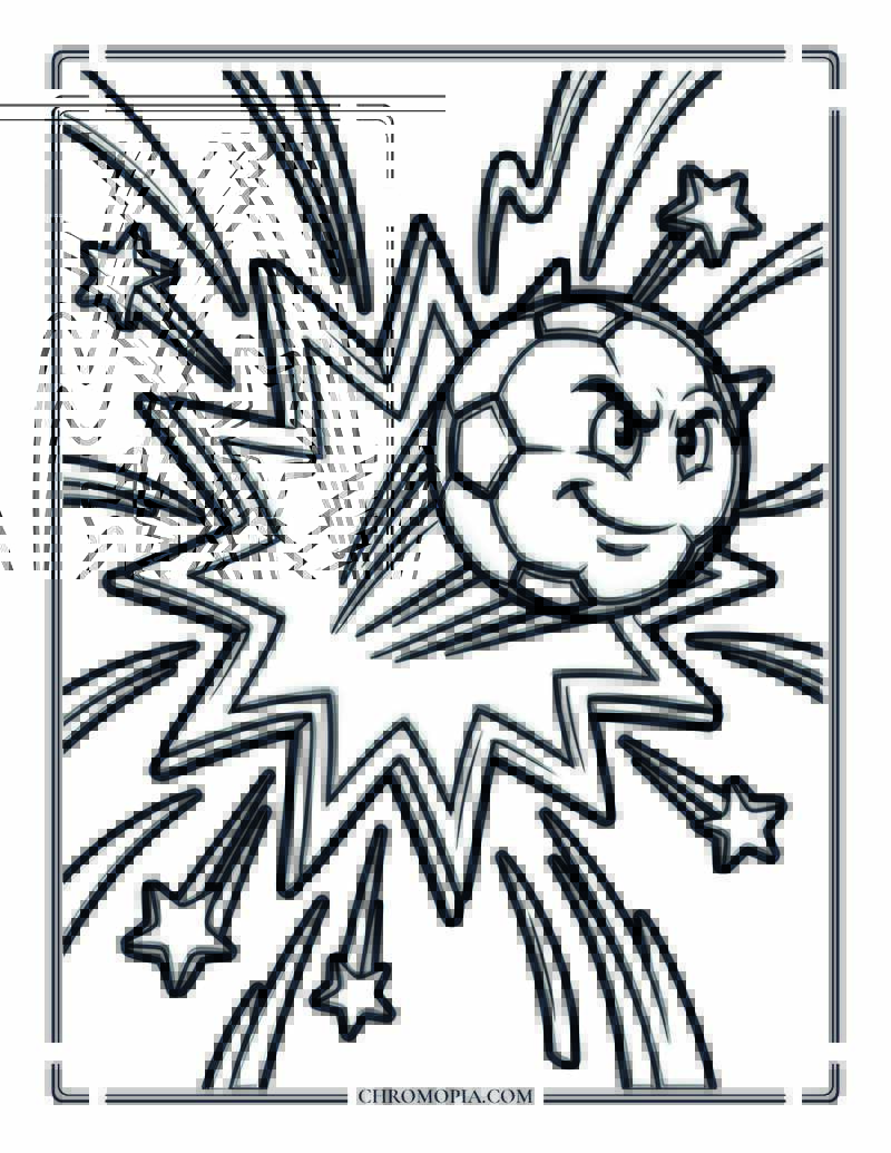 Comic Burst Soccer Ball Coloring Page