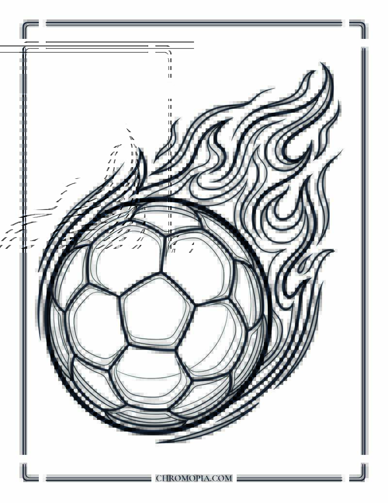 Flaming Soccer Ball Coloring Page