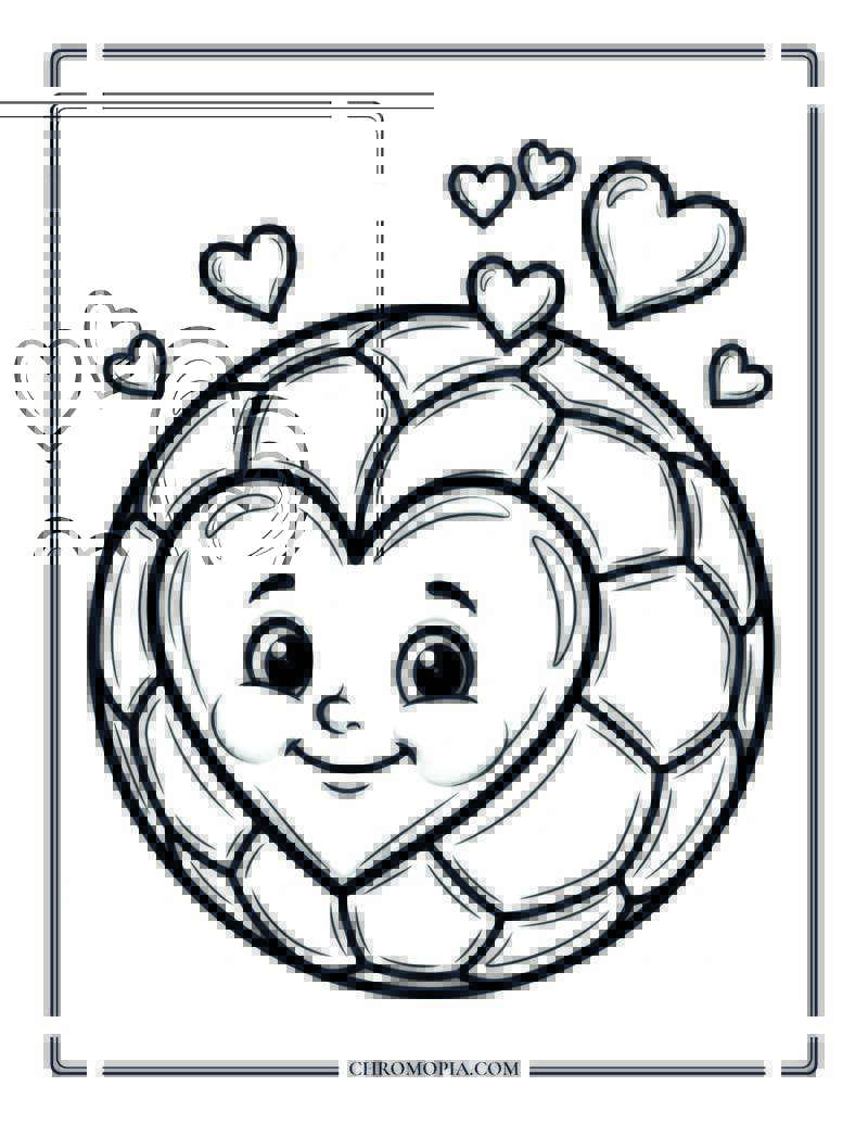Heart Soccer Ball Coloring Page