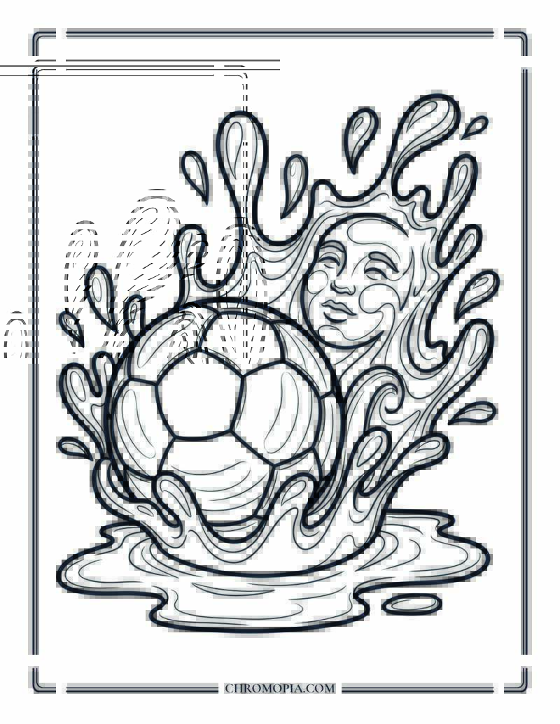 Soccer Ball Splash Coloring Page