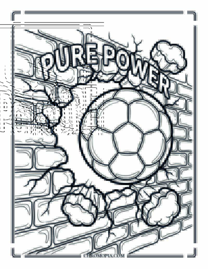 Soccer Ball Through The Wall Coloring Page