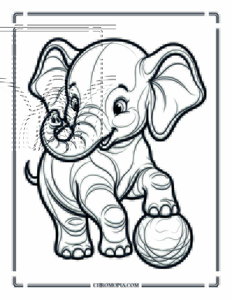 Baby Elephant Soccer Coloring Page