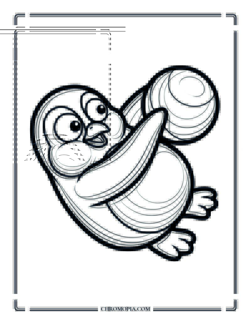 Baby Penguin Soccer Goalie Coloring Page