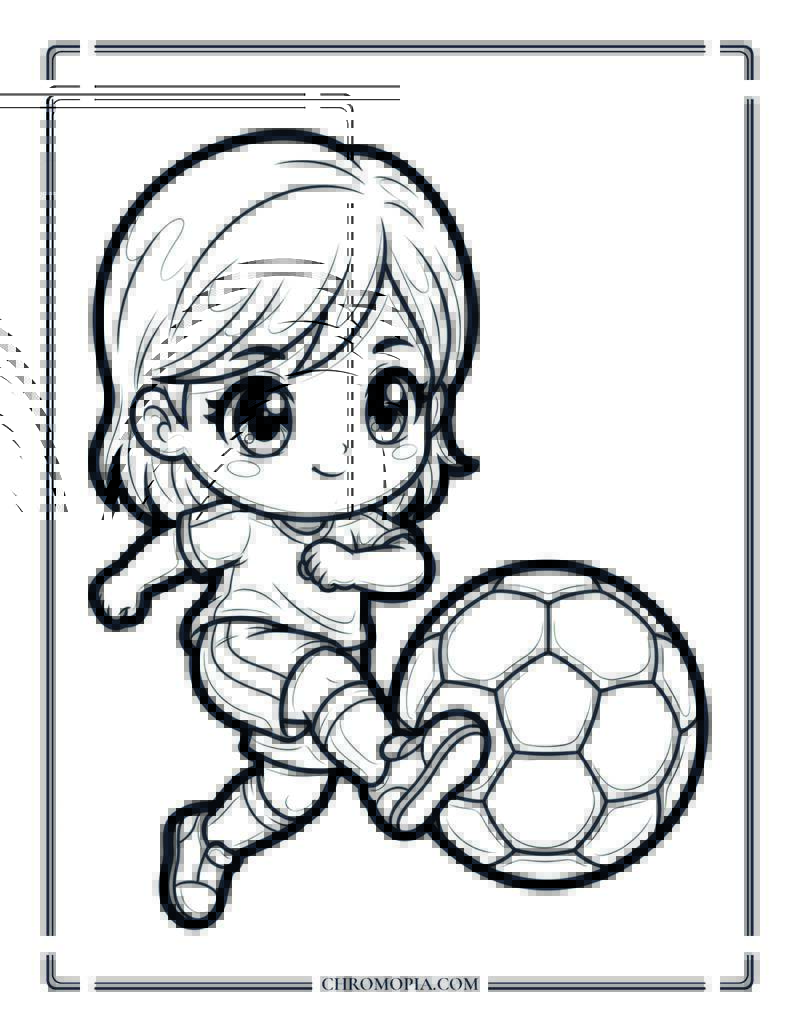 Chibi Soccer Player Coloring Page