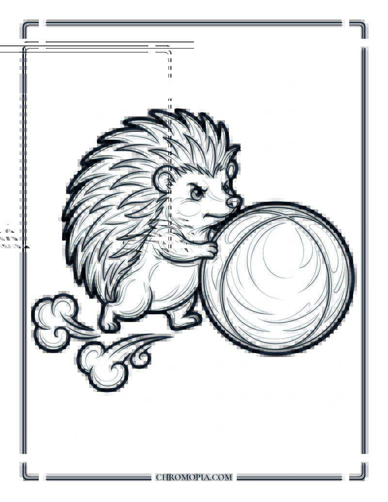 Hedgehog Dribbling A Soccer Ball Coloring Page