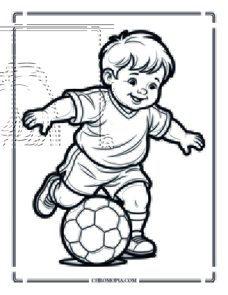 Toddler In An Oversized Soccer Jersey Coloring Page