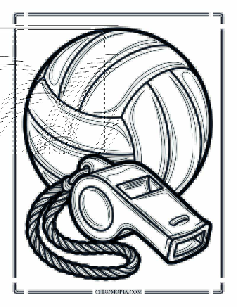 Soccer Ball And Whistle Coloring Page