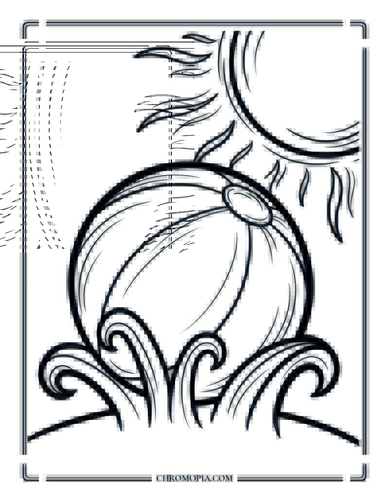 Soccer Ball On The Grass Coloring Page