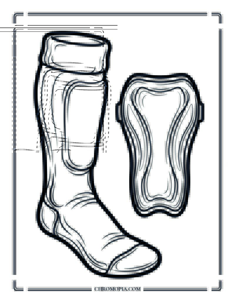Soccer Sock And Shin Guard Coloring Page