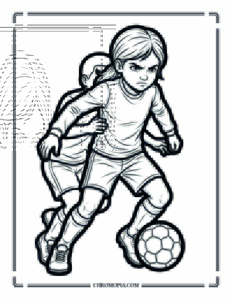 Girl Soccer Player Shielding The Ball Coloring Page