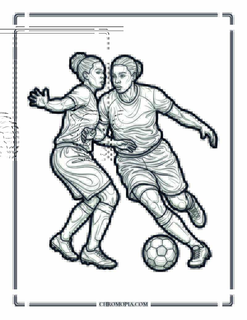 Woman Soccer Player Dribbling Coloring Page