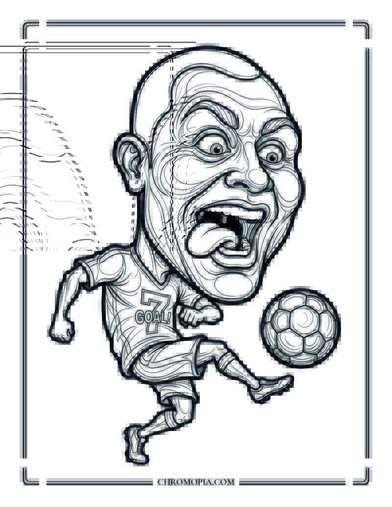 Caricature Soccer Player Coloring Page