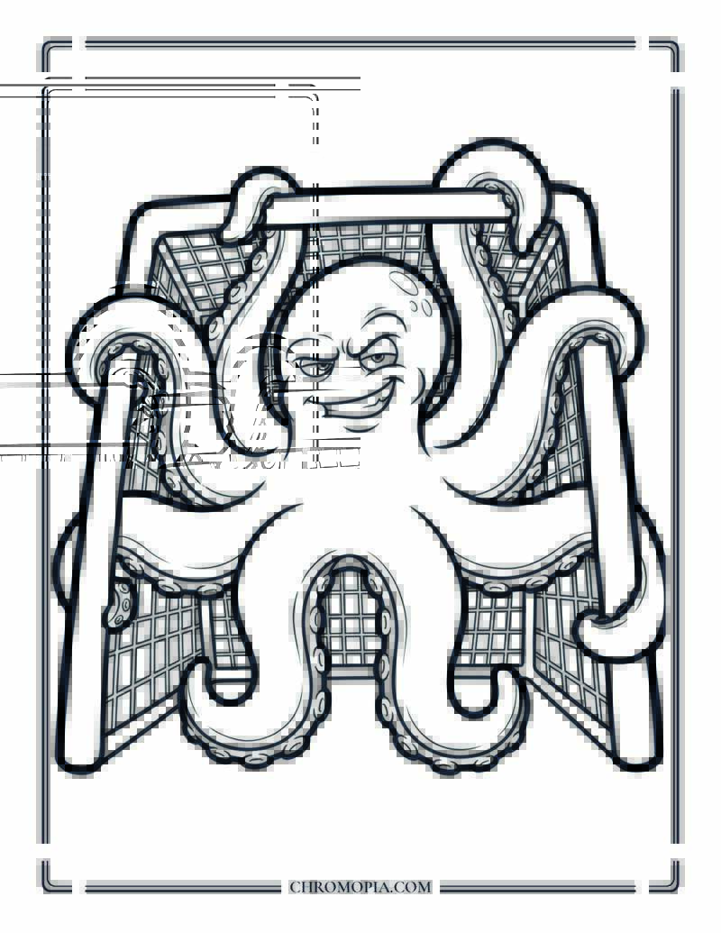 Octopus Soccer Goalkeeper Coloring Page