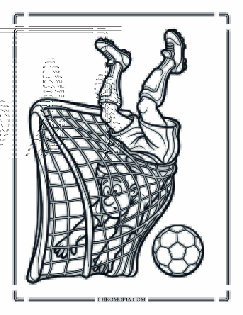 Soccer Player Stuck In The Net Coloring Page