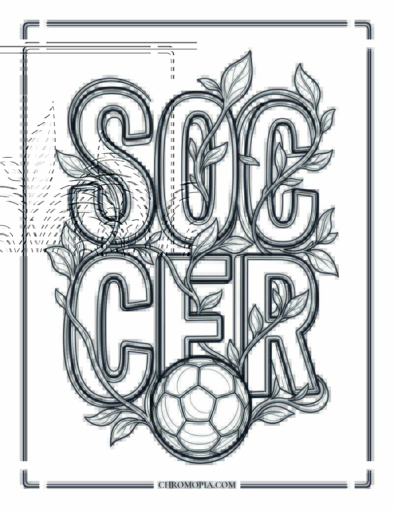 Floral Soccer Letters Coloring Page