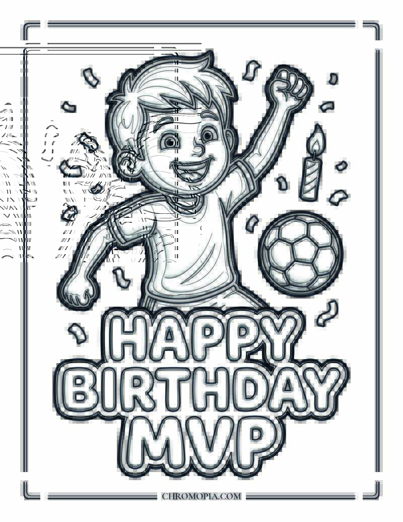 Happy Birthday MVP Soccer Coloring Page