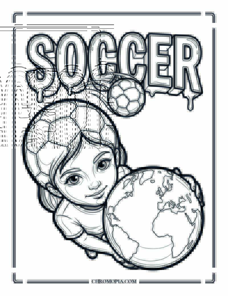 SOCCER 3D Block Letters Coloring Page