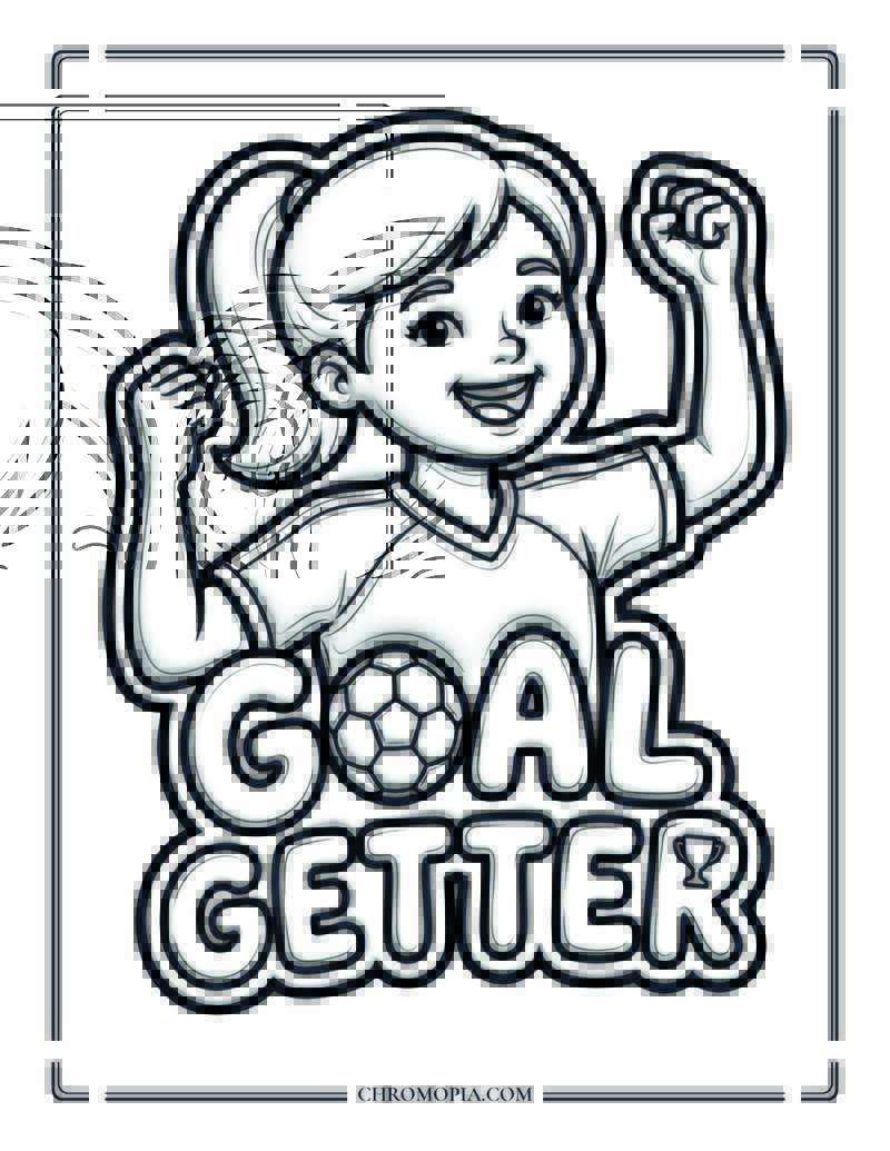 Soccer Goal Getter Bubble Letters Coloring Page