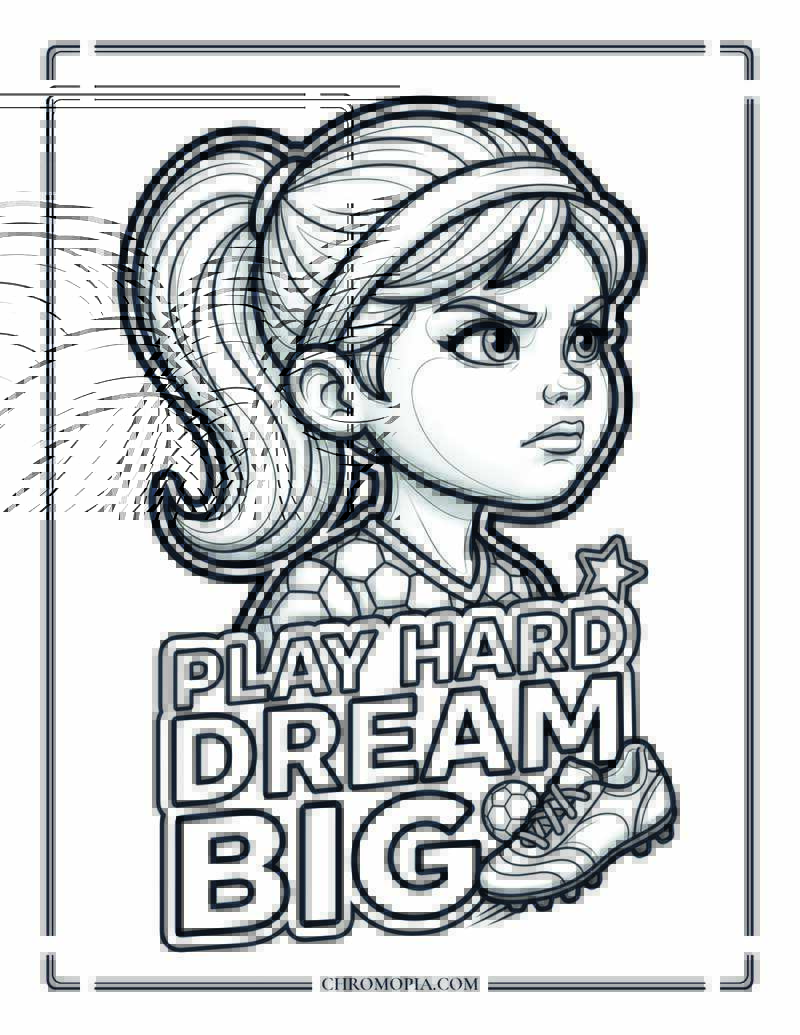 Soccer Play Hard Dream Big Coloring Page