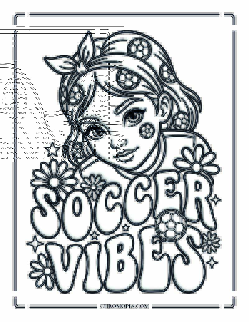 Soccer Vibes Retro Letters Coloring Page