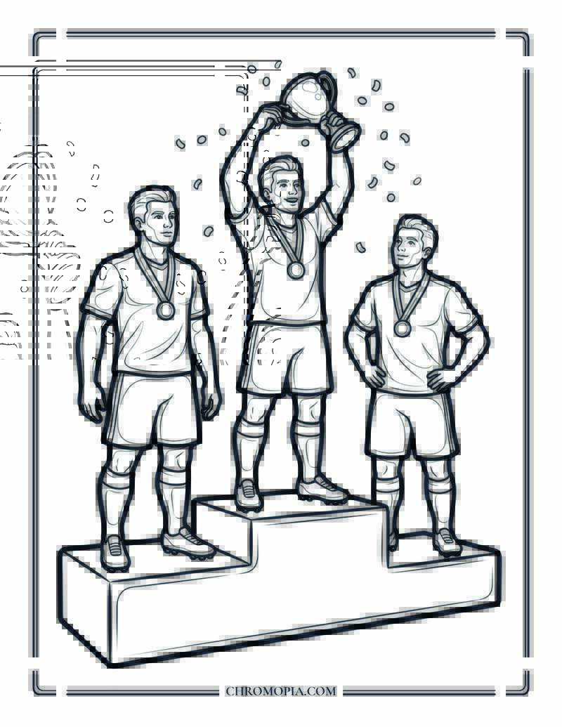 Soccer Podium Celebration Coloring Page