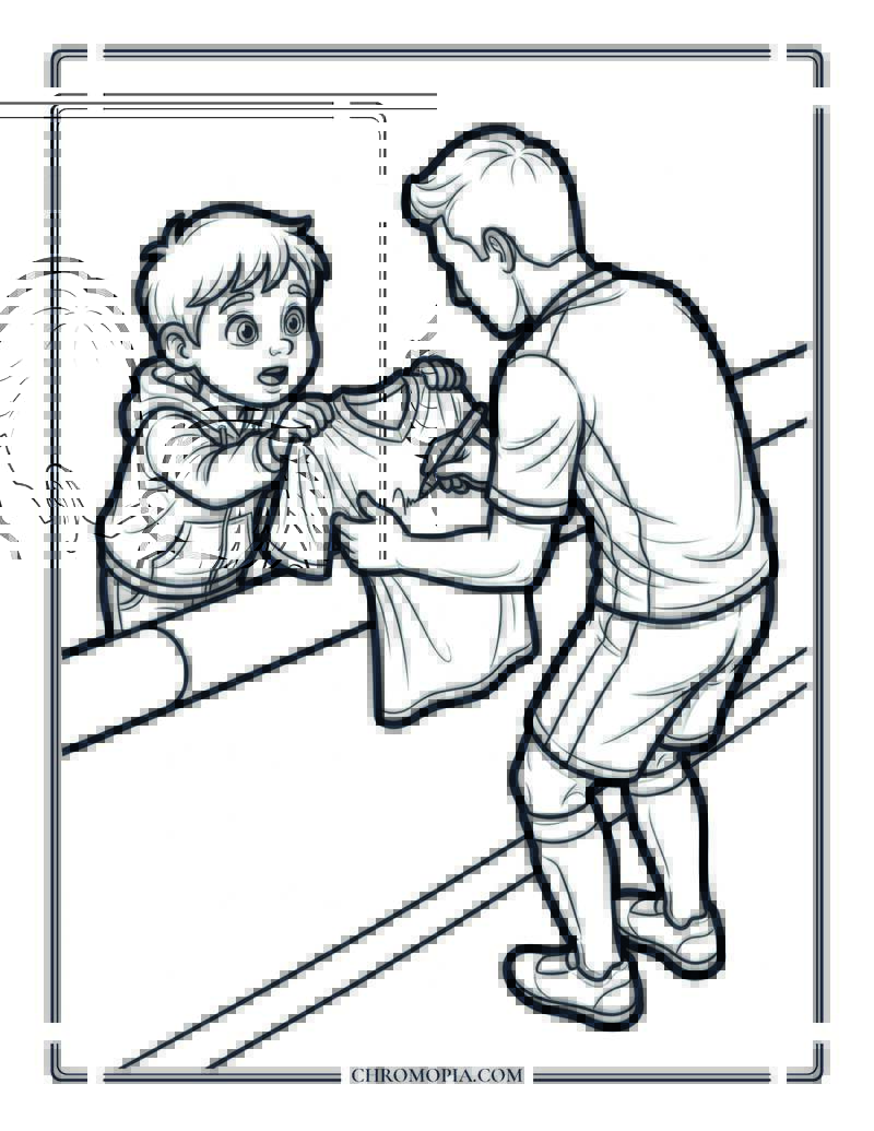 Getting A Soccer Player Autograph Coloring Page